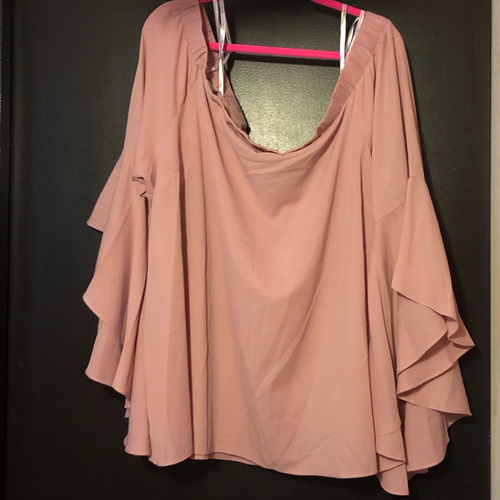 City chic XXL/24 Bardot top, dusty rose,